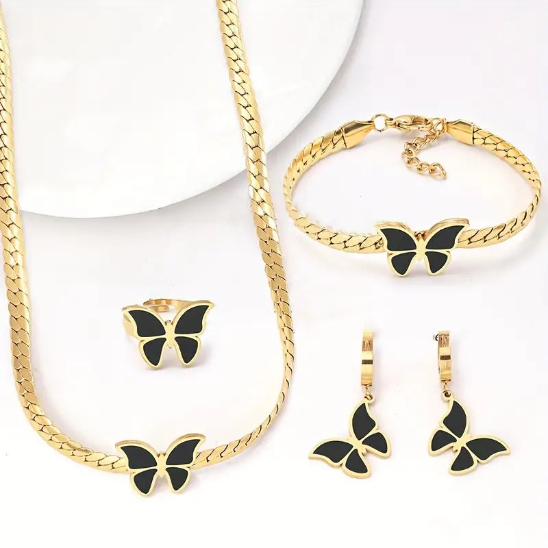 04 Piece Butterfly Necklace Set l Blade Snake Chains - MSM Fashion Mart