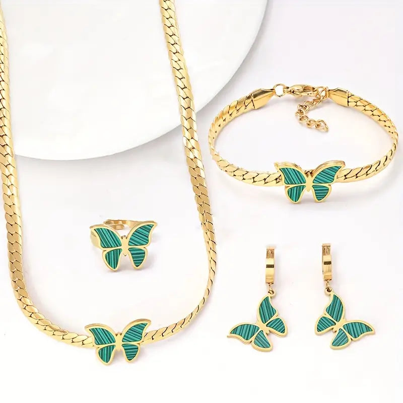 04 Piece Butterfly Necklace Set l Blade Snake Chains - MSM Fashion Mart