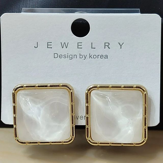 Premium Waterproof Stainless Steel White Square Earrings - MSM Fashion Mart