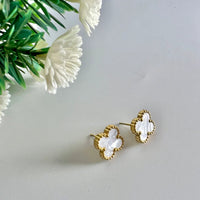 Clover Earrings White