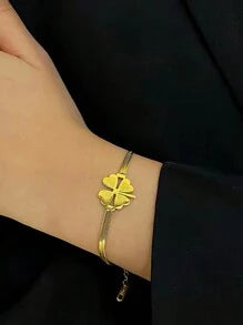 Four Leaf Stainless Steel 18K Gold Plated Bracelet