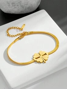 Four Leaf Stainless Steel 18K Gold Plated Bracelet