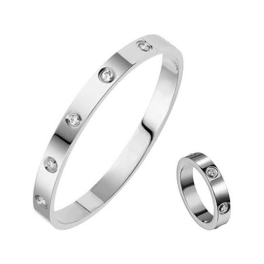 Love Bracelet+ Ring Set Silver - My Store